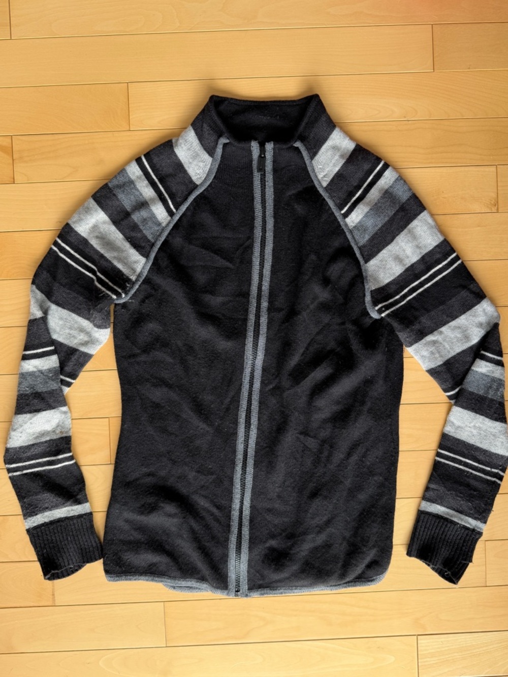 Smartwool Dacono Ski Full-Zip Sweater - Women's Size Small Black Gray Stripes